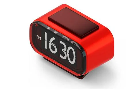 Red flip clock 3D render Stock Illustration