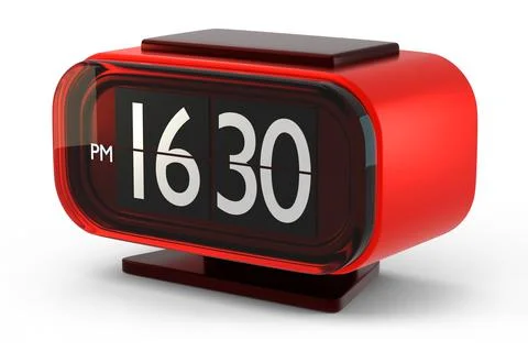 Red flip clock 3D render Stock Illustration
