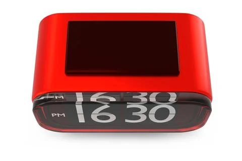 Red flip clock top view 3D render Stock Illustration