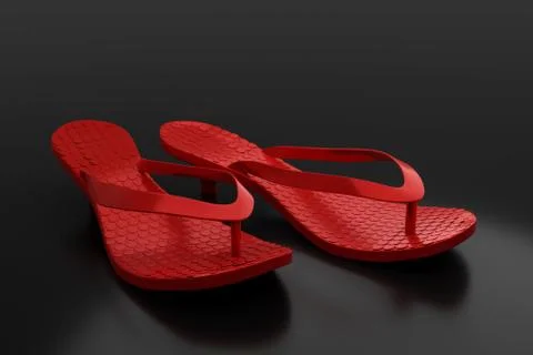 Red flip-flops isolated on black background Stock Illustration