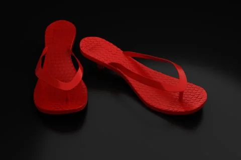 Red flip-flops isolated on black background Stock Illustration