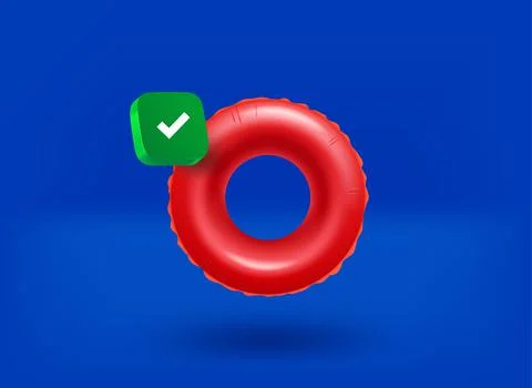 Red floater with checkmark icon. 3d vector illustration Stock Illustration