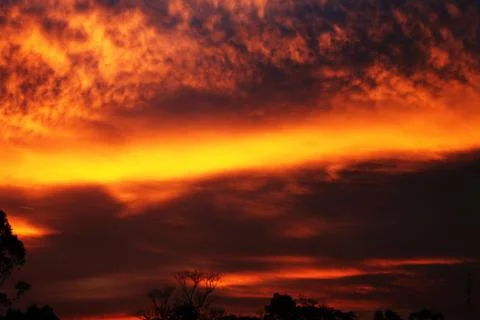 Red floating clouds in the sky Stock Photos