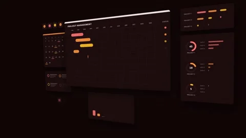 Red Floating Panels Right Project Scene Dark UI Loop Видео 342603374