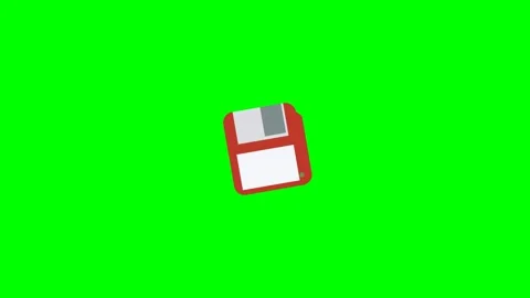 Red floppy disk spinning against a vibrant green screen background Stock Footage 346738660