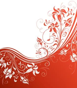 Red floral background. Stock Illustration