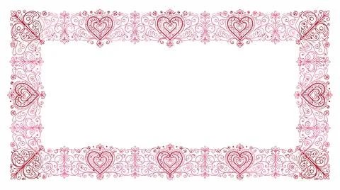 Red floral decorative border frame Stock Illustration