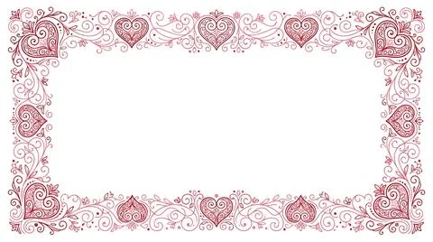 Red floral decorative frame border design Stock Illustration