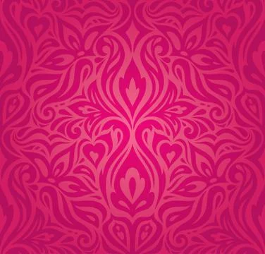 Red floral decorative vector pattern wallpaper Stock Illustration