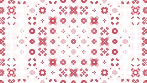 Red floral geometric pattern on a white background. The design is symmetrical 스톡 동영상 280641908