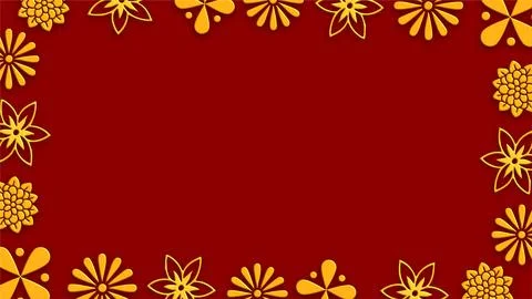 Red Floral Pattern Border Festive Design Stock Illustration