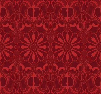 Red floral pattern with pomegranates. Stock Illustration