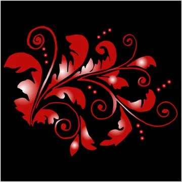 Red floral pattern with swirls Stock Illustration