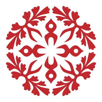 Red floral pattern on white background with symmetrical Scalable Stock Illustration