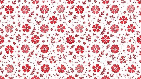 Red floral pattern with white background Stock Illustration