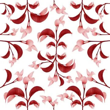  Red Floral Print Pattern Digital collage technique red floral motif patte... 스톡 사진