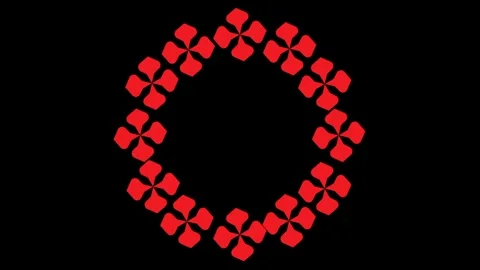 Red floral round frame Stock Footage 249396359