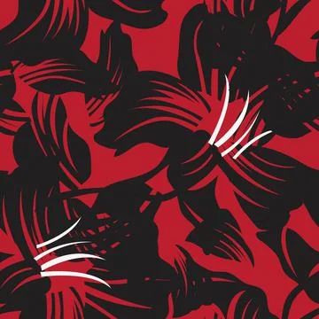 Red Floral Seamless Pattern Background Stock Illustration