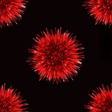 Red floral seamless pattern. Repeat aster bud flowers fabric print mockup, da Stock Illustration