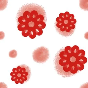 Red floral seamless pattern on a white background Illustrazione stock