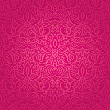 Red floral vector pattern wallpaper Illustrazione stock