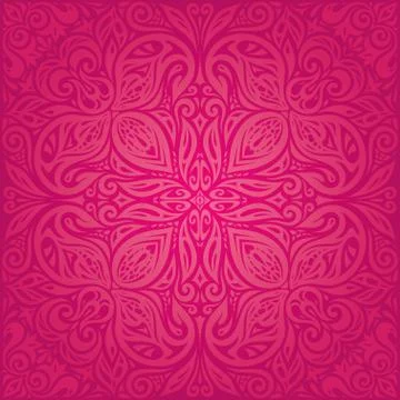 Red floral vector pattern wallpaper mandala Stock Illustration