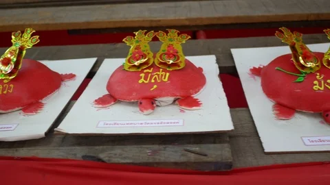 Red flour turtle sweet cake Stock Footage 94316192