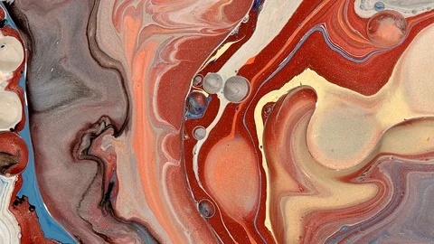Red flow sand orange galaxy of cosmic paint colors in motion 1 Stock Footage 108037352