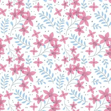 Red flower and leaves pattern background. Stock Illustration