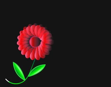 Red flower with on black background Stock Illustration