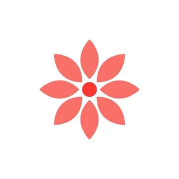 Red Flower Conceptual Icon Vector Design Stock Illustration