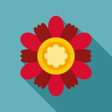 Red flower flat design icon concept Stock Illustration
