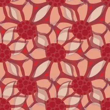 Red flower garden seamless vector pattern Illustrazione stock