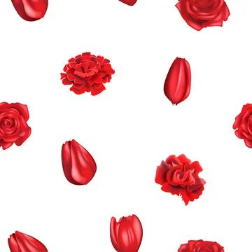 Red flower head seamless pattern background 3d vector illustration Stock Illustration