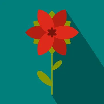Red flower icon in flat style Stock Illustration