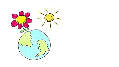 Red flower isolated on the left side of the screen blossoming on planet earth Stock Footage 131177497