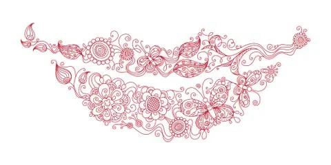 Red flower lips. Stock Illustration