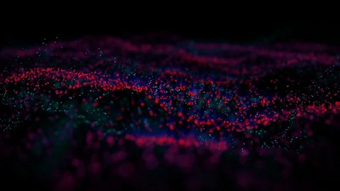 Red Flower Like Particle Waves Forming in Digital Field Stock Footage 122790039