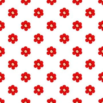 Red flower pattern creating a seamless floral background Stock Illustration