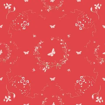 Red flower pattern Illustrazione stock