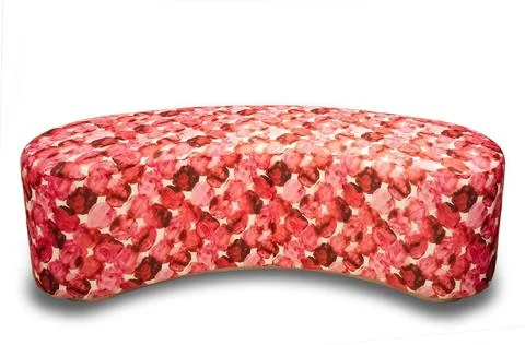 Red flower patterned chaise longue isolated on white background Stock Photos