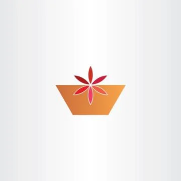 Red flower in pot abstract vector icon Stock Illustration