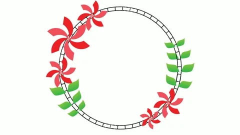 Red flower round frame animation Stock Footage 242653083