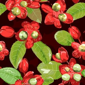 Red flower on seamless background. Stock Illustration