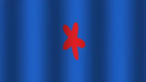 Red flower shape on blue background creates visual contrast Stock Footage 338166341