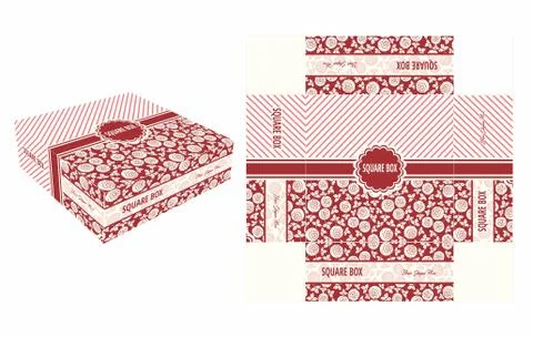 Red Flower Square Box Stock Illustration