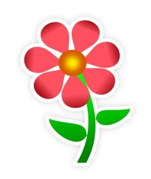 Red flower sticker Stock Illustration