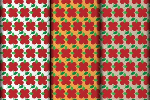 Red flower style vector eps seamless pattern design element. Stock Illustration