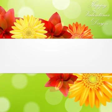 Red flowers card Stock Illustration