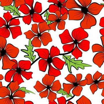Red flowers for decorative design. Vector floral template. Abstract seamless  Stock Illustration